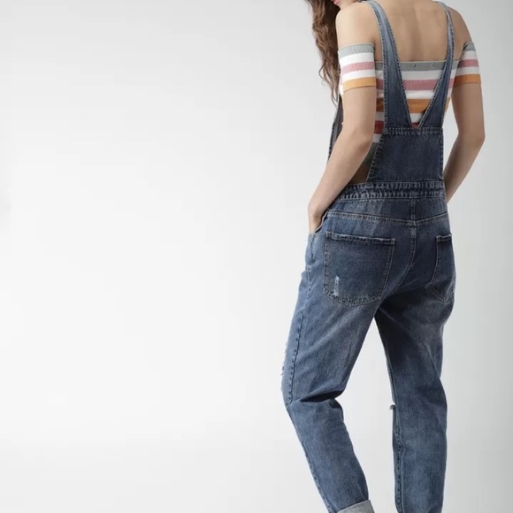 Forever 21 ripped denim overalls in light blue | size 30 | NEW - Picture 5 of 11